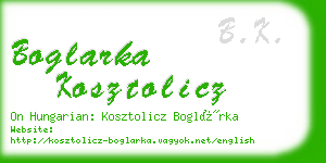 boglarka kosztolicz business card